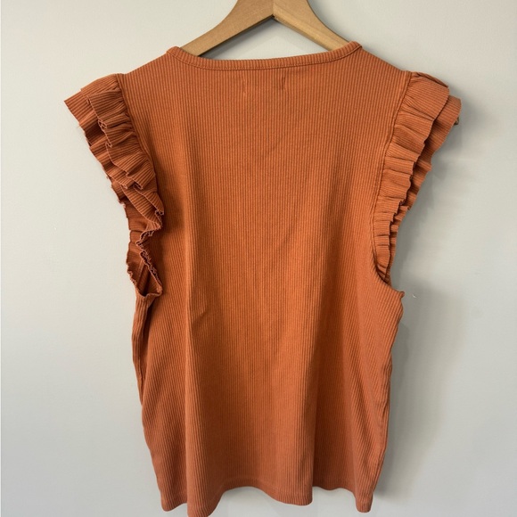 J. Crew Women's Rust Ruffle-Sleeve Ribbed Tank Size XL - Picture 5 of 8